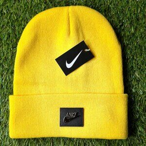 NWT Nike Yellow Core Classic Knit Beanie Boxed Logo Skull Cap Adult One Size